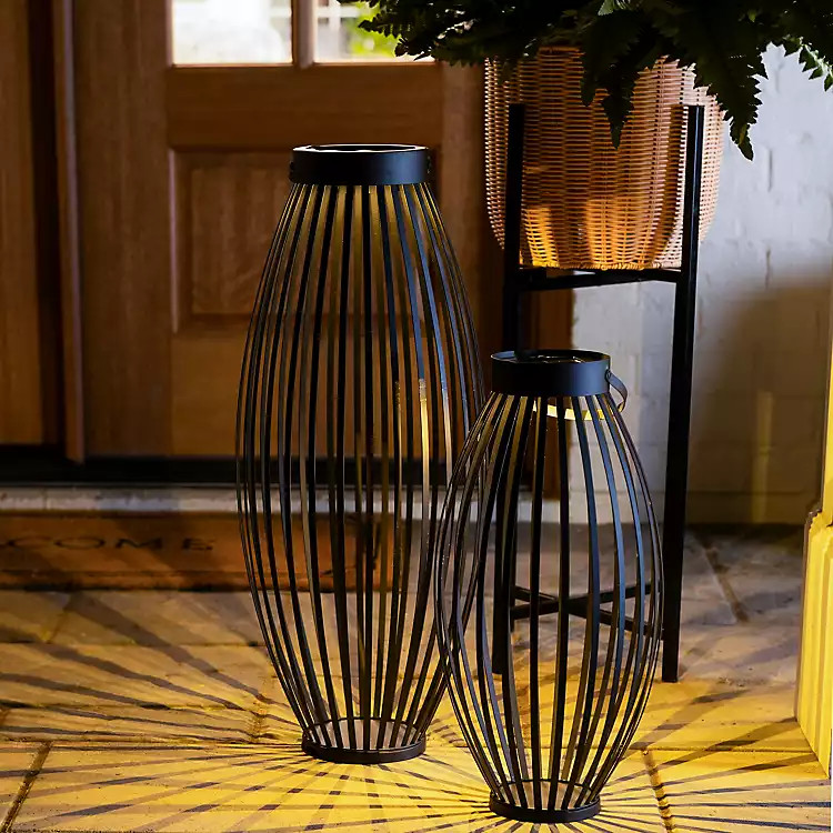 Black Metal Curved Solar Lantern, 27.5 in. | Kirklands