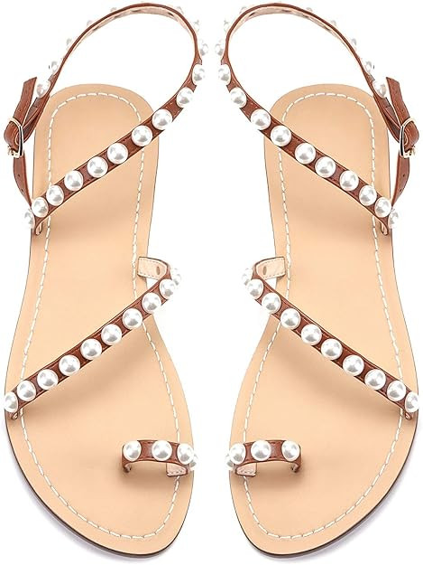 Monrovia Women's Gladiator Bohemia Flip Flops Summer Beach Flat Sandals | Amazon (US)