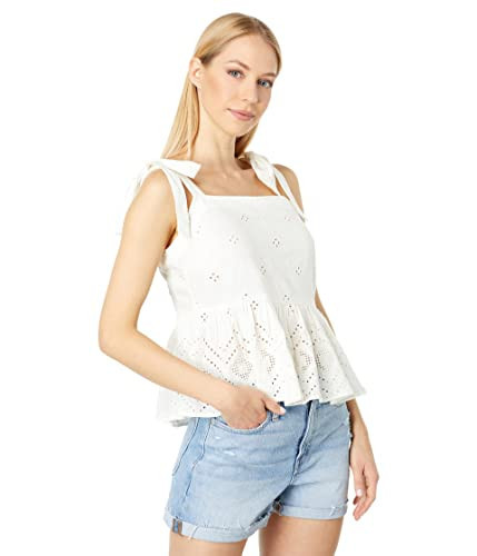 Madewell Rosalie Tie-Strap Top in Geo Eyelet Lighthouse LG (Women's 10-12) | Amazon (US)