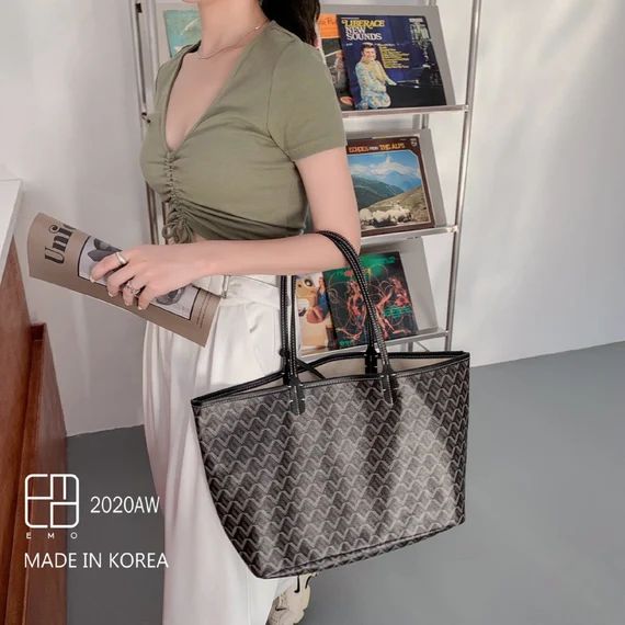 EMO Large Tote Bag Goyard Inspired Humor Hot Trendy Korean | Etsy | Etsy (US)
