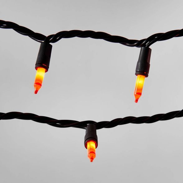 100ct Orange Twinkling with Black Wire Halloween Novelty Incandescent String Lights - Hyde & EEK!... | Target