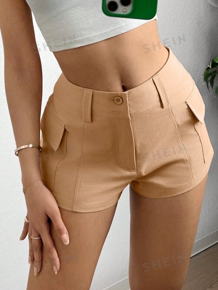 SHEIN EZwear Frauen einfarbige einfache tägliche Shorts im Westernstil | SHEIN