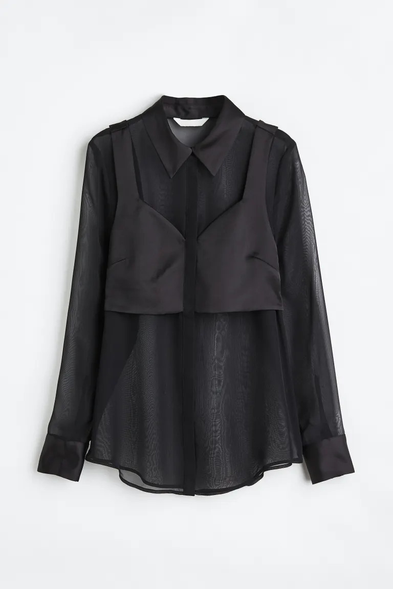 Doppellagige transparente Hemdbluse | H&M (DE, AT, CH, NL, FI)