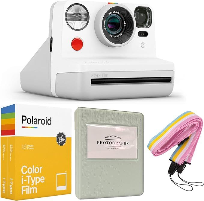 Polaroid Now i-Type Instant Camera - White + Polaroid Color Film for i-Type - Double Pack + Grey ... | Amazon (US)