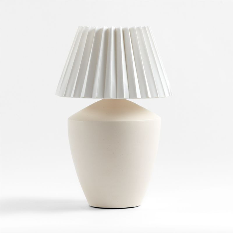 Holland Large White Ceramic Table Lamp with Pleated Tapered Shade + Reviews | Crate & Barrel | Crate & Barrel
