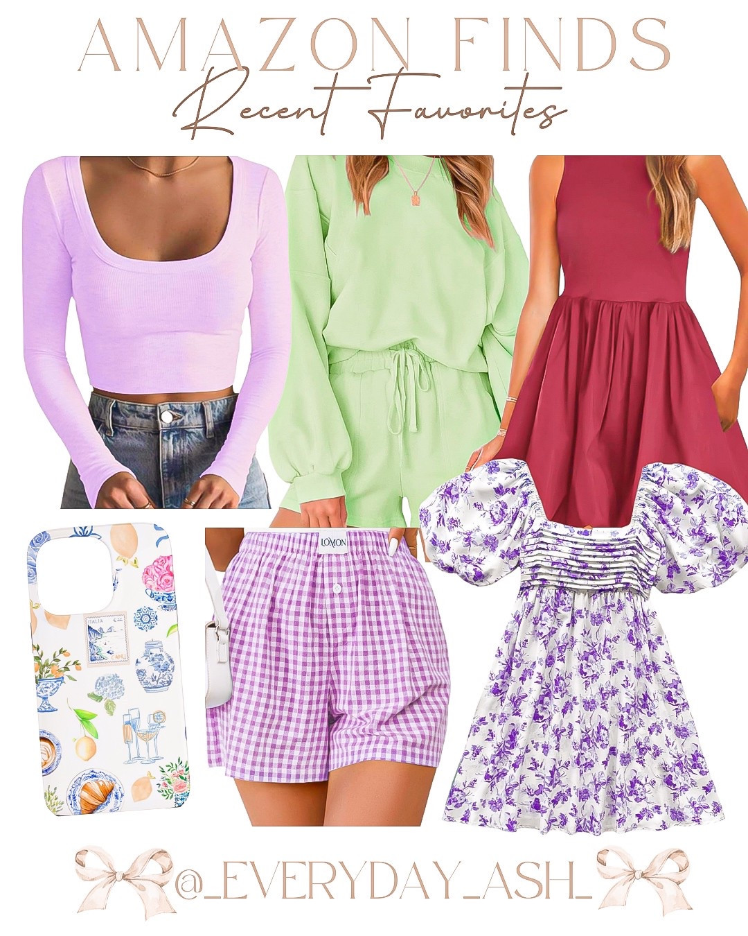 Recent Amazon orders 💜💚

Purple shirt, green two piece set, burgundy dress, lemon phone cases, purple boxer shorts, purple dress 

#LTKStyleTip #LTKFindsUnder50 #LTKBeauty