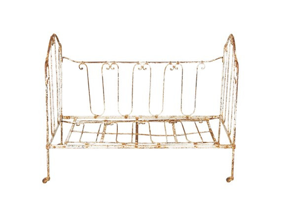 19th Century Country French Distressed White Wrought Iron Outdoor Daybed Bench | Etsy (US)