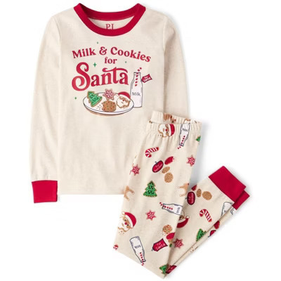 The Children's Place Kids Christmas Long Sleeve Milk And Cookies Snug Fit Cotton Pajamas Tan 14 | Target