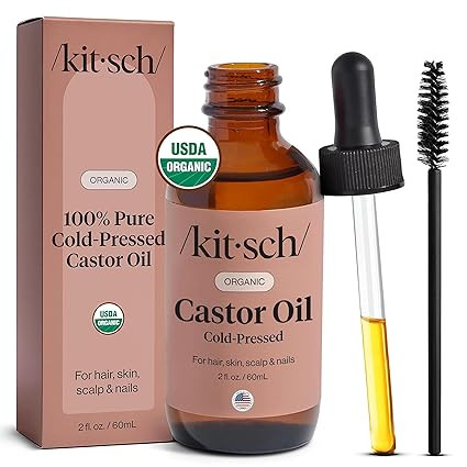 Kitsch Organic Castor Oil for Hair Growth - 100% Pure Castor Oil, Organic Cold Pressed Unrefined ... | Amazon (US)