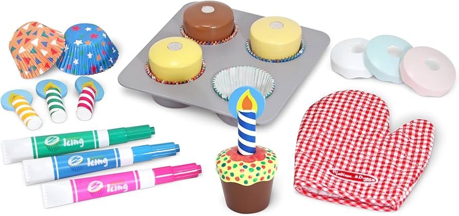 Melissa & Doug Bake and Decorate Wooden Cupcake Play Food Set | Amazon (US)