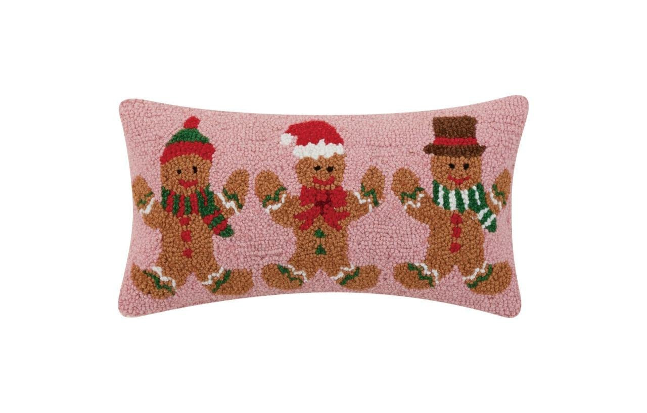 Gingerbread Men Christmas Cookie Trio Hooked Wool 9" x 16" Pillow | Amazon (US)