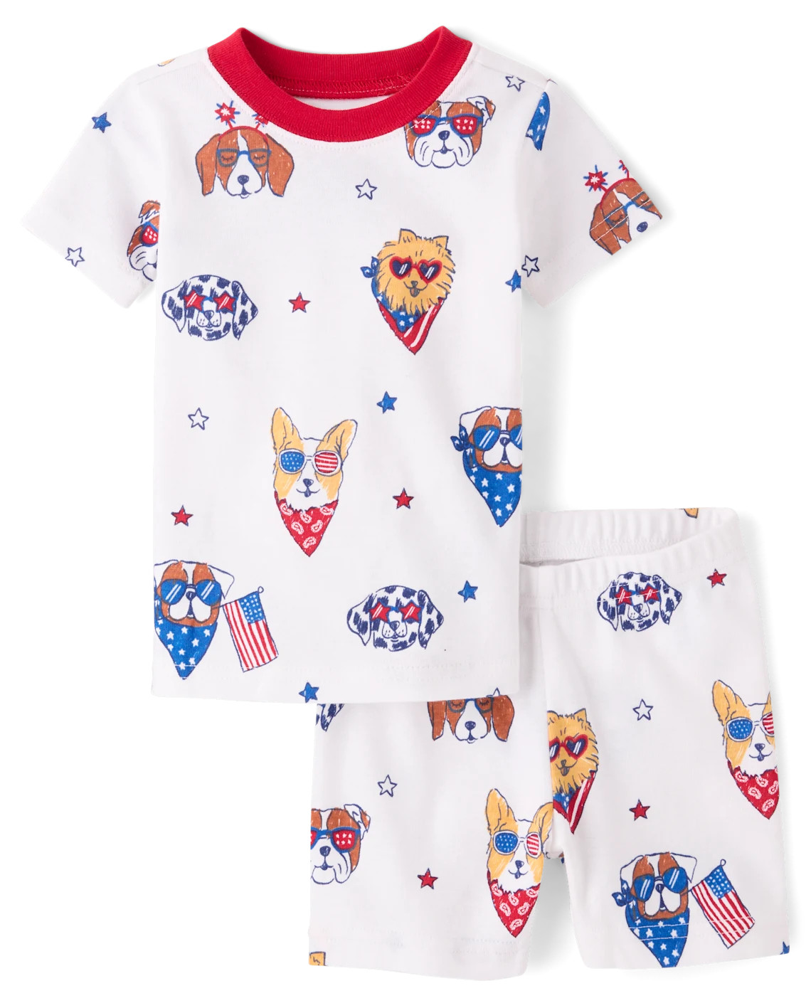 Baby And Toddler Americana Dogs Snug Fit Cotton Pajamas - white | The Children's Place