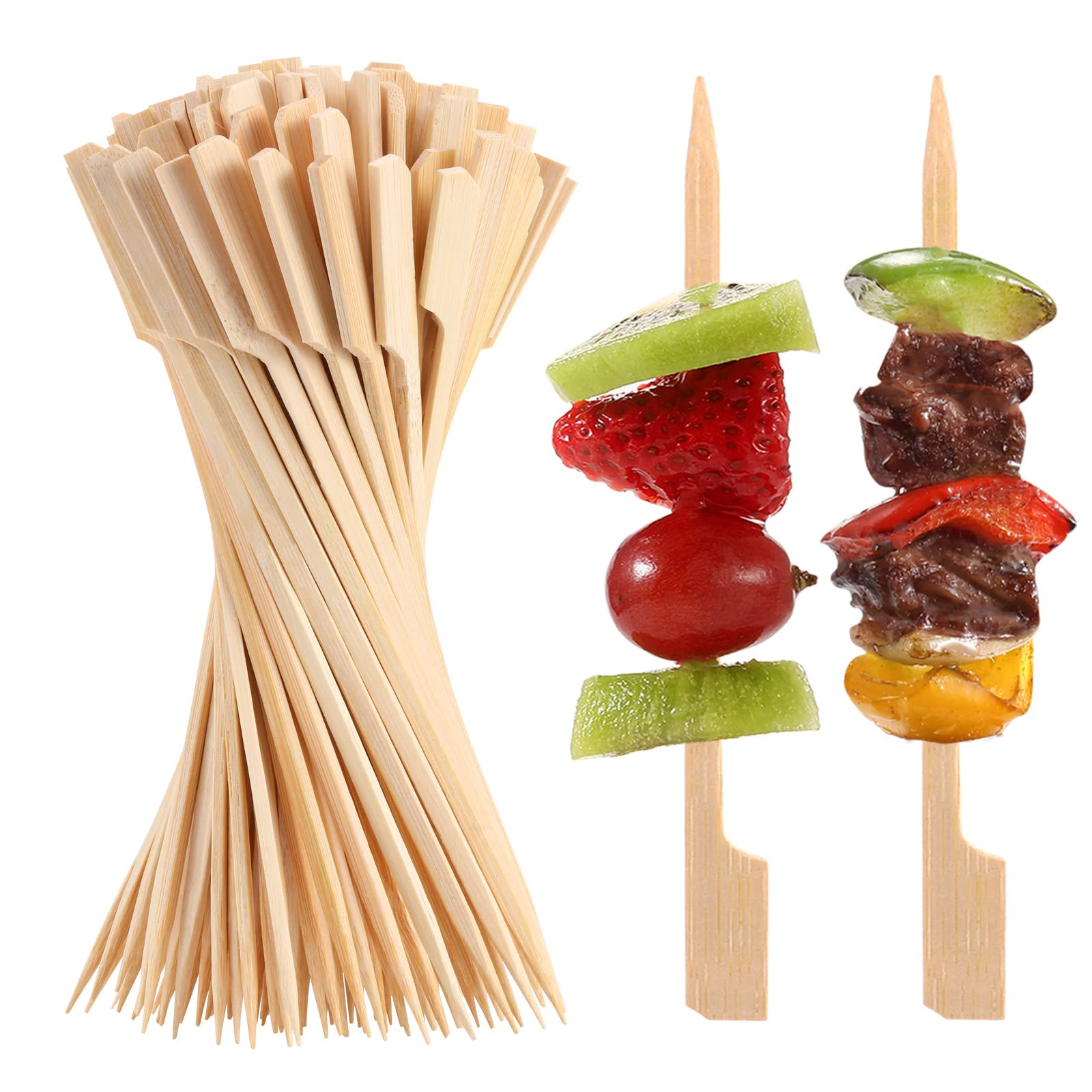 200 PCS Bamboo Skewers for Appetizers, 4.7 Inch Toothpicks Cocktail Picks for Drinks, Fruit Kababs, Sausage, Barbecue Snacks, Natural Wooden Paddle Skewer Mini Food Sticks, Charcuterie Accessories | Amazon (US)