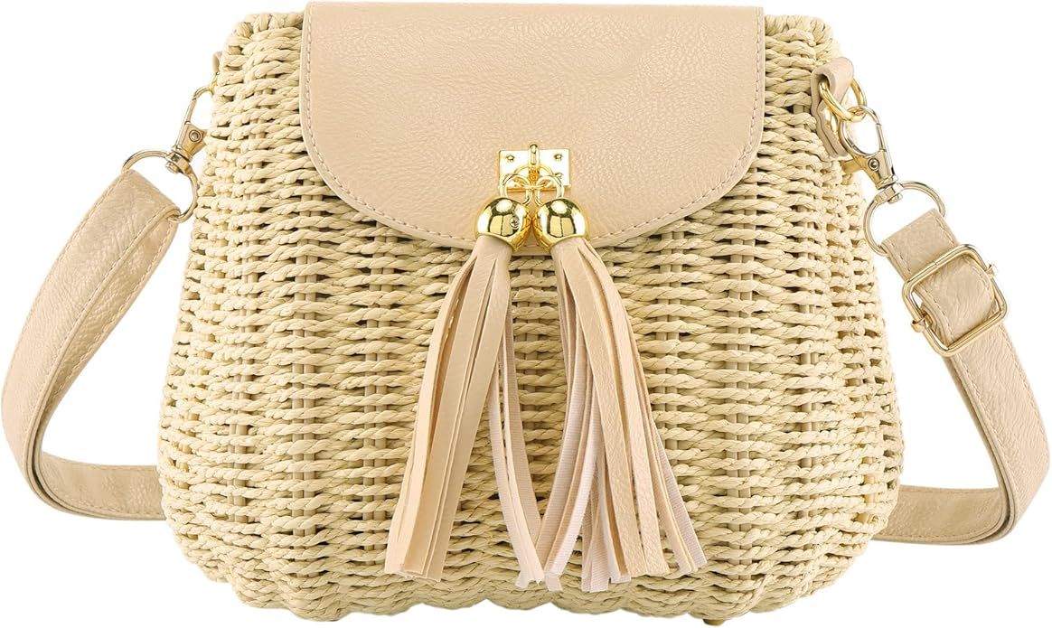 Ayliss Women Straw Crossbody Handbag Clutch Straw Shoulder Handbag Purse Rattan Summer Beach Wove... | Amazon (US)