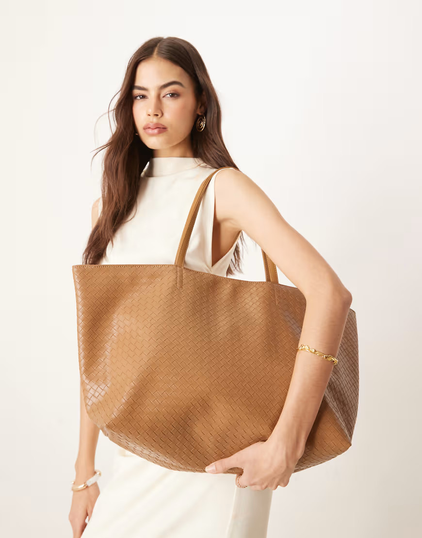 Becksondergaard Rallo Lottie woven tote bag in ochre yellow | ASOS (Global)