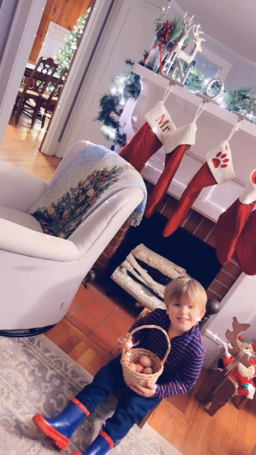 someone was proud of all the eggs 🥚🧺 he collected from our ladies 🐓❤️ tonight 🫶🏽🫶🏽