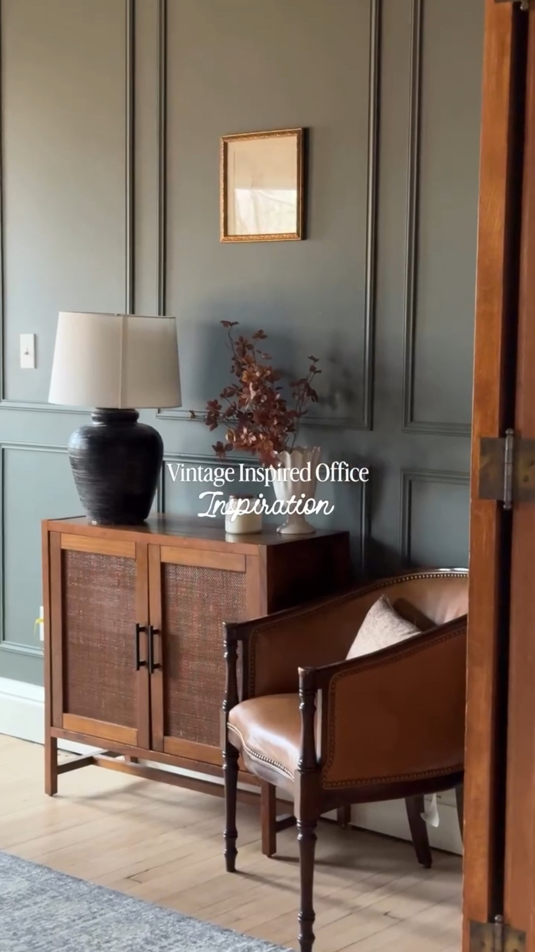 Pewter Green by @sherwinwilliams 

When we painted this office back in 2021 I knew I wanted the space to feel masculine, vintage, and moody! I wanted it to feel like you took a step back in time. 

And this color checked all those boxes for me! 

Would you use this color in your home?

-

#moodyinteriors #moodyhome #moodypaintcolors #darkandcozy #richwallcolors