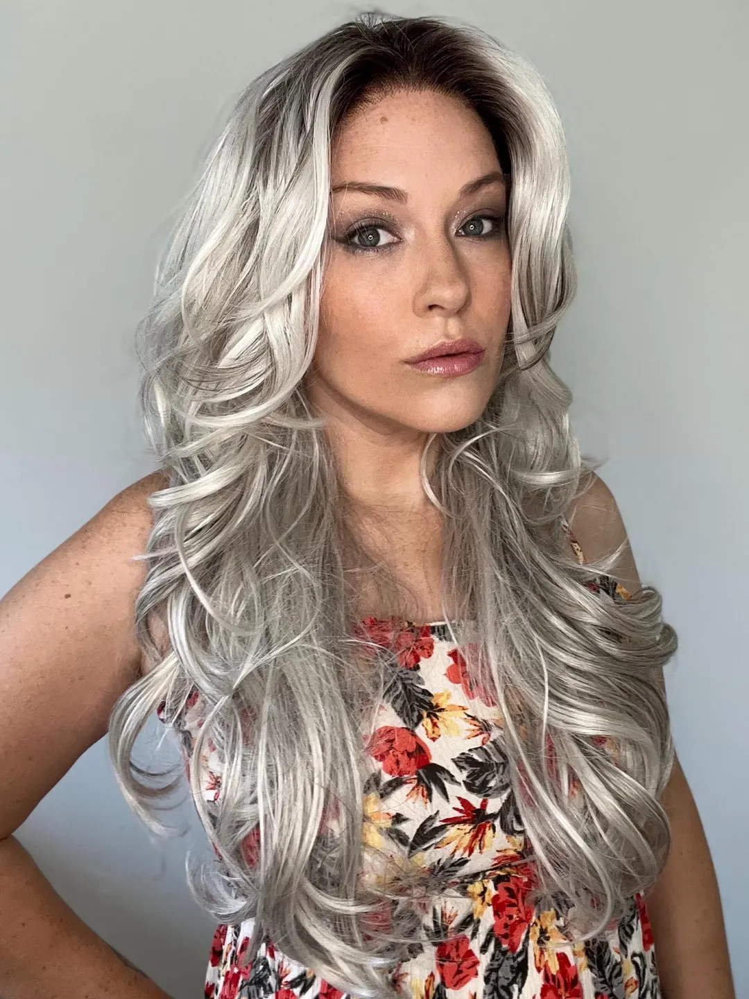 Platinum Blonde Lace Front Wig, 26" Long Layered Waves - Etsy | Etsy (US)