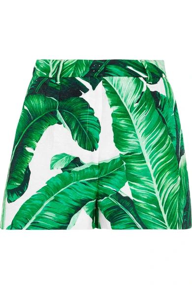 Printed cotton and silk-blend brocade shorts | NET-A-PORTER (US)
