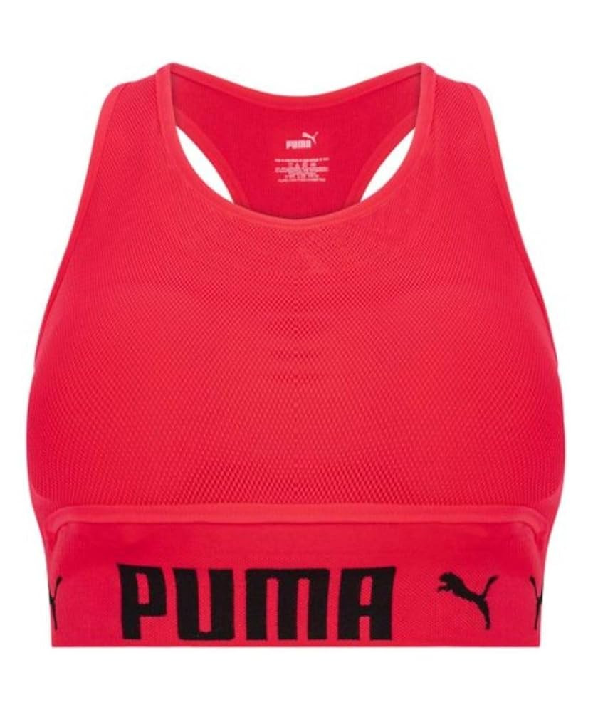 PUMA Women's T-Back Strap Seamless Sports Bra, Bright Red, Large | Amazon (US)