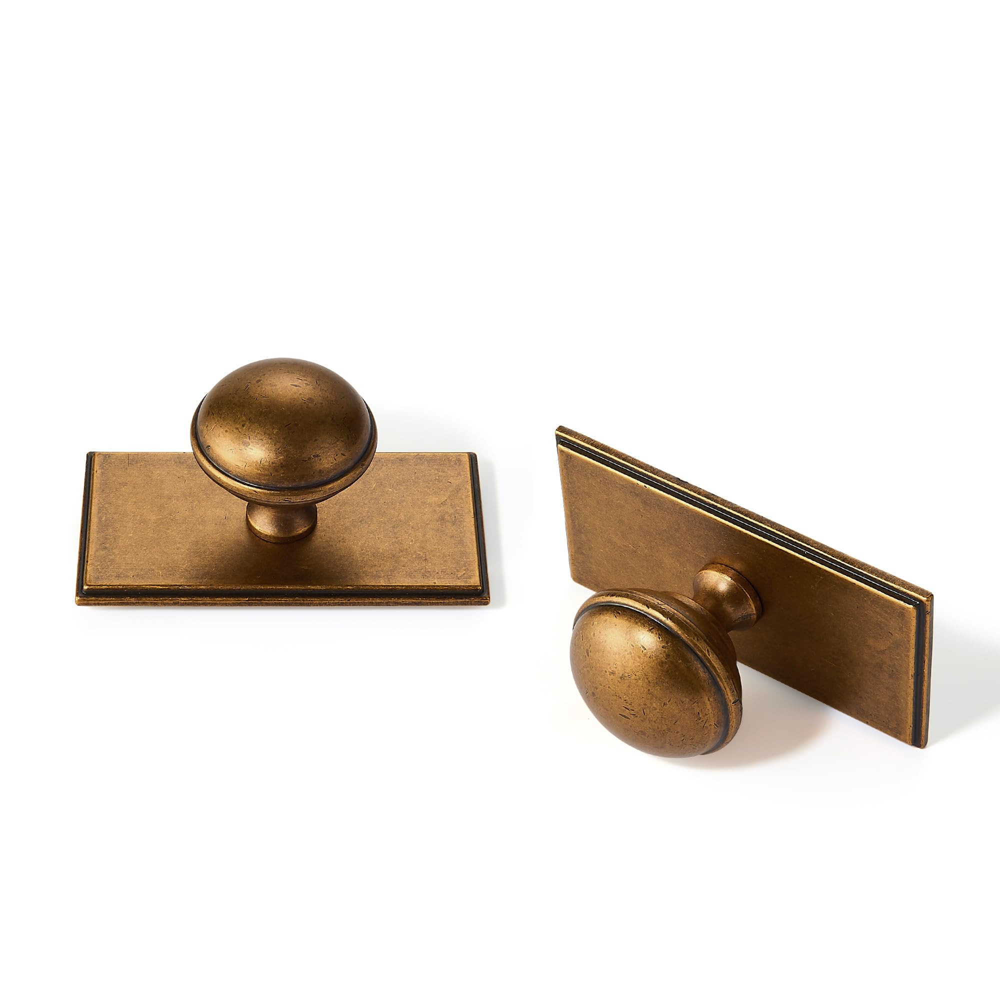 Sailing 10 Pack Cabinet Knobs- Antique Brass Single Hole Square Base Plate Drawer Handles Cabinet... | Amazon (US)