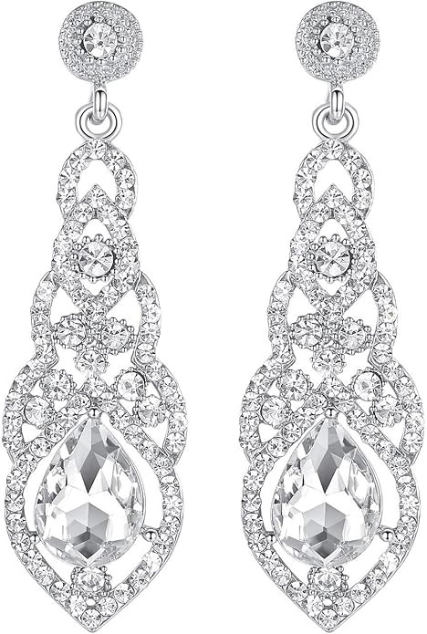 mecresh Women's Alloy Teardrop Crystal Chandelier Dangle Earrings | Amazon (US)