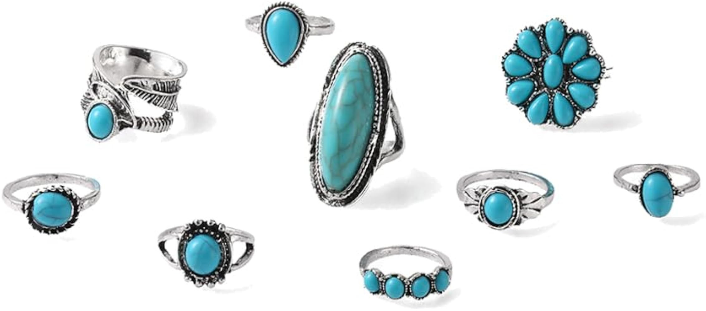 Colorful Gem Turquoise Opal Stackable Knuckle Ring Set for Women Vintage Bohemian Boho Jewelry | Amazon (US)
