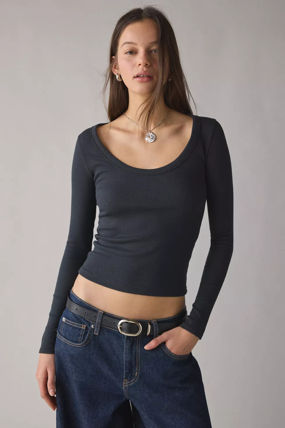 BDG Off-Duty Ribbed Scoop Neck Long Sleeve Tee | Urban Outfitters (US and RoW)