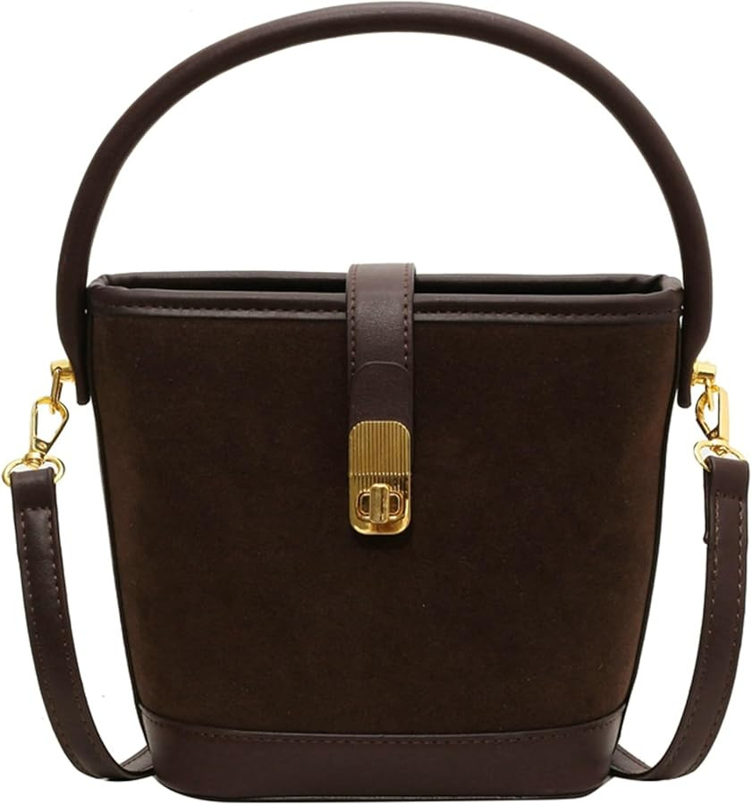 Suede Buckle Bags for Women 2024 Vintage Small Bucket Bag Fashion Versatile Shoulder Bag Suede Cr... | Amazon (US)