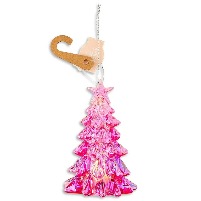 Light-Up Pink Tree Christmas Ornament, Blush Theme, 4.5", by Holiday Time | Walmart (US)