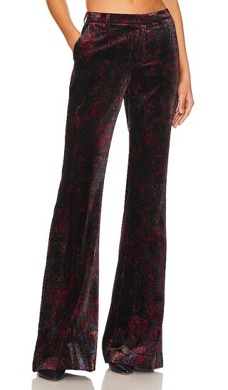 Lane Flared Trouser in Black & Red Medallion Paisley | Revolve Clothing (Global)