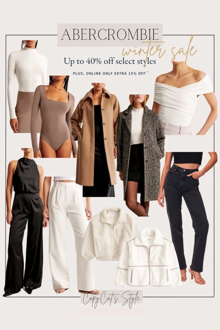 Abercrombie Winter Sale get 40% off select items and an extra 15% off at checkout. The best sale of the season!

Winter coats, jeans, white pants, jumpsuit, bodysuits, white top, dad coat

#LTKstyletip #LTKsalealert #LTKover40