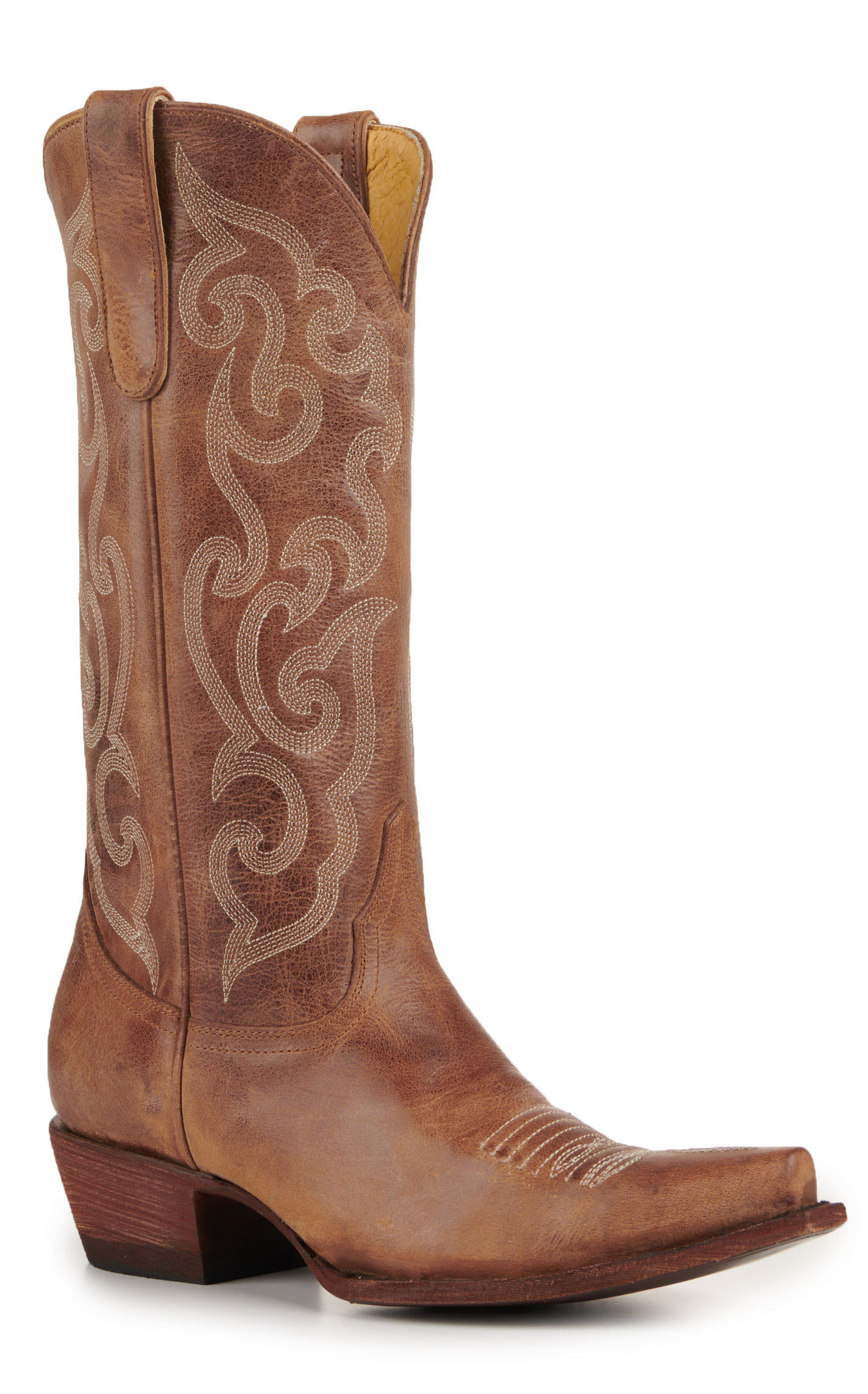 Cavender’s Women’s Antique Leather Taupe with Tonal Embroidery Snip Toe Cowboy Boots - 8xB - Women's | Cavender's