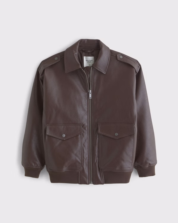 Vegan Leather Utility Bomber Jacket | Abercrombie & Fitch (US)