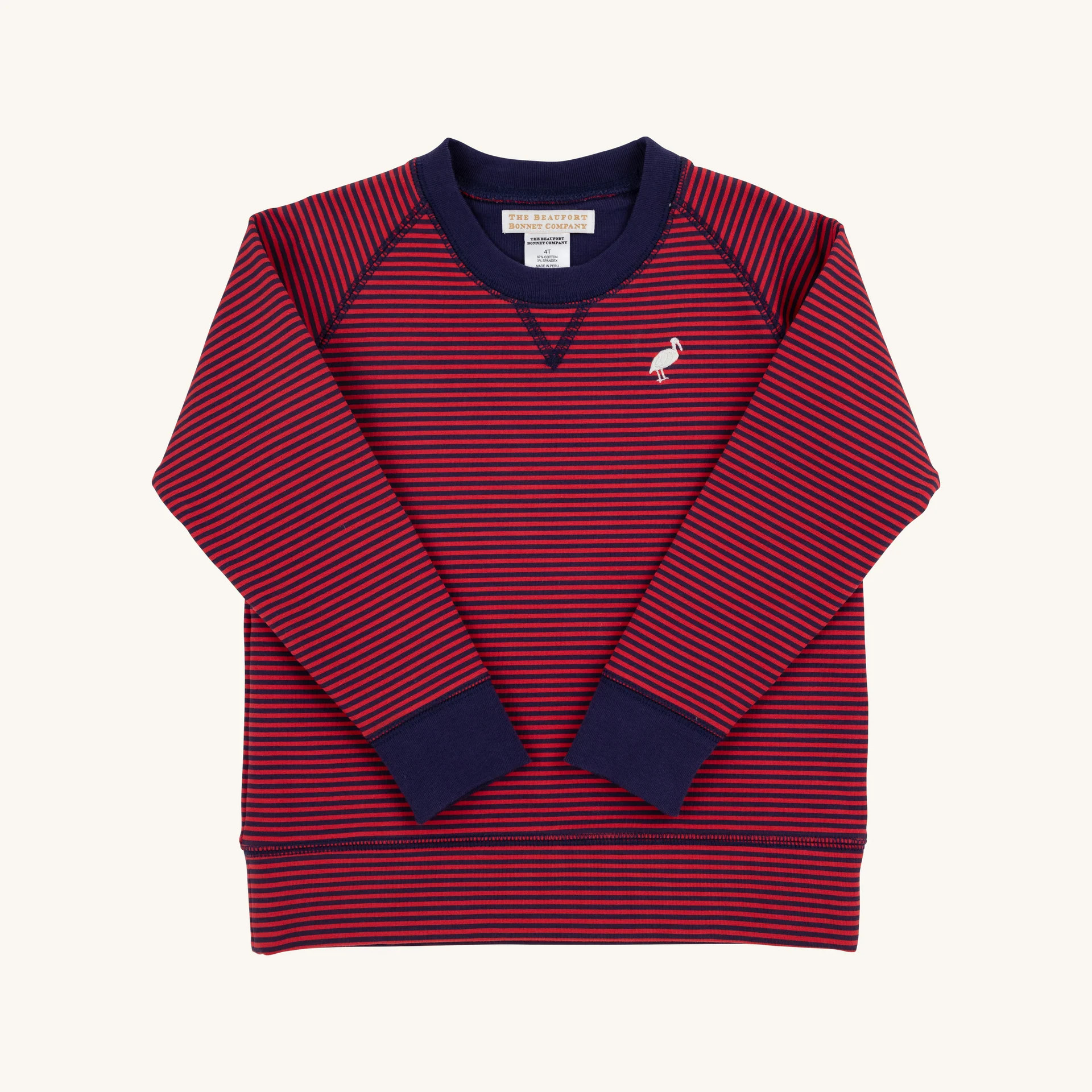 Cassidy Comfy Crewneck - Richmond Red & Nantucket Navy Stripe with Pal | The Beaufort Bonnet Company
