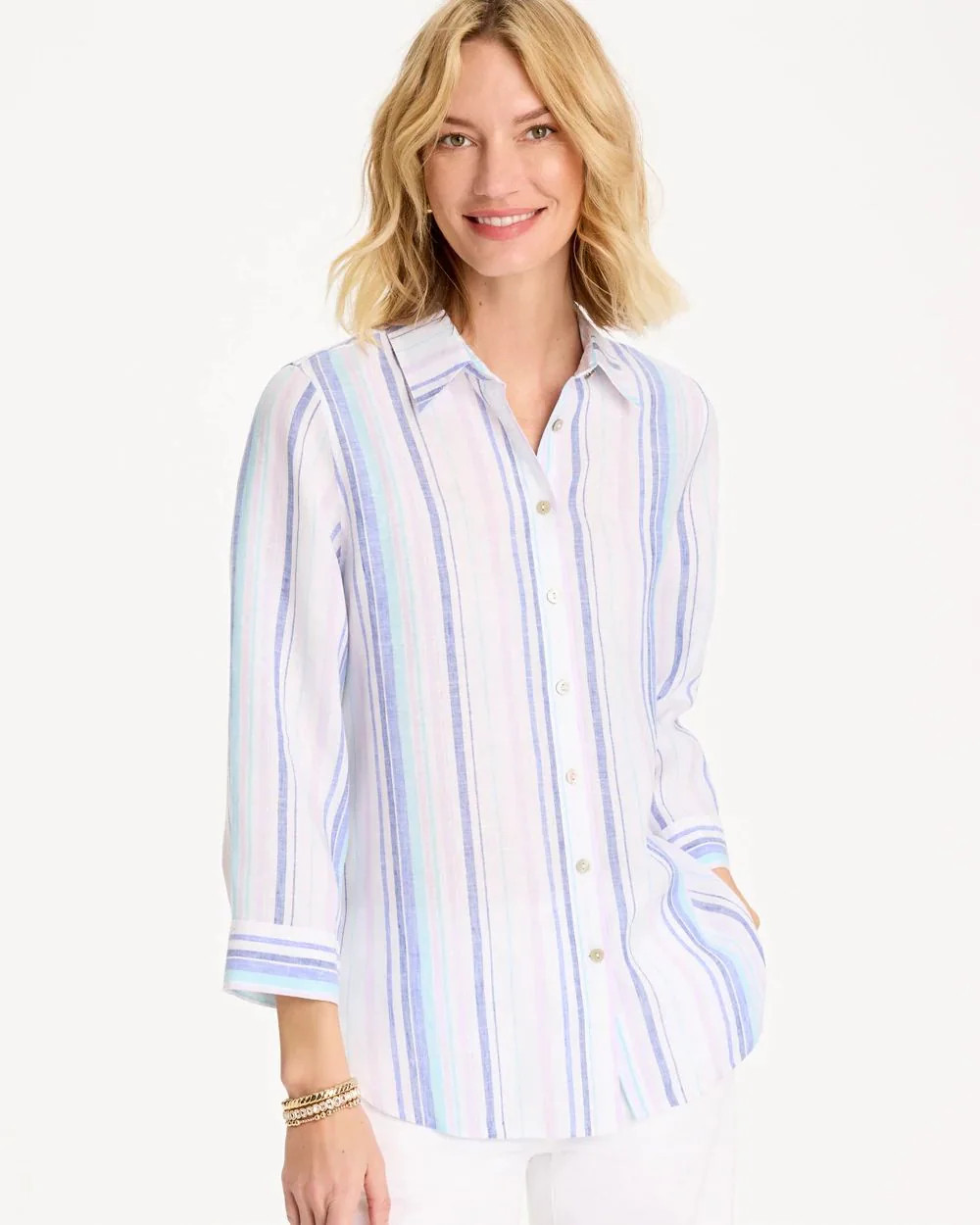 No Iron™ Linen Striped Shirt | Chico's