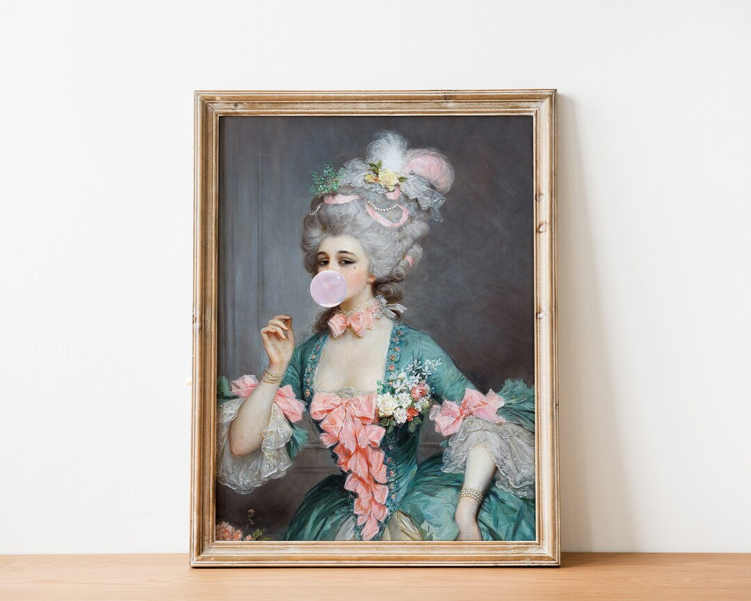 Bubble Gum Victorian Woman Altered Antique Portrait Art Whimsical Vintage Art Antique Bridgerton ... | Etsy (US)