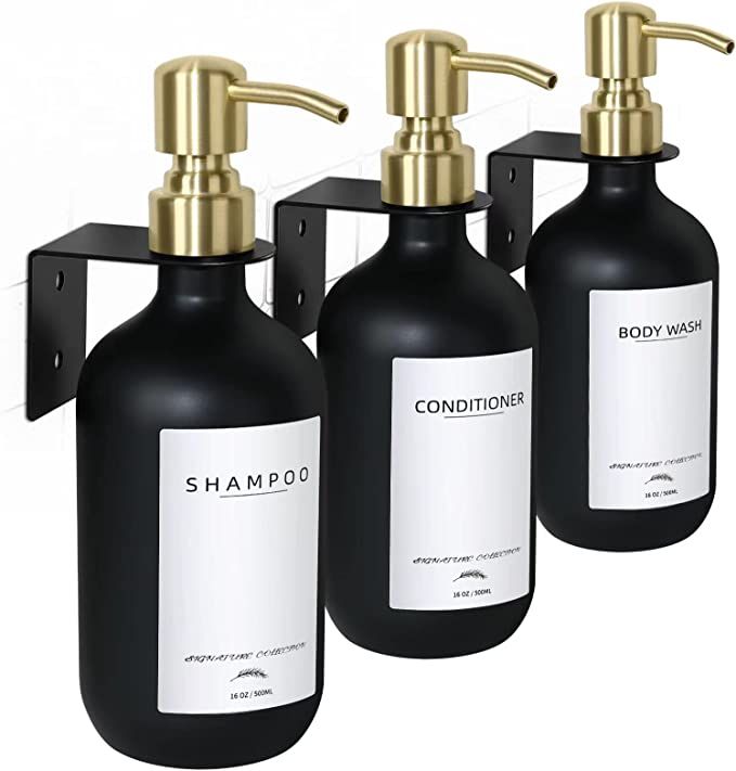Shampoo Dispenser for Shower Wall 3 Chamber, No Drill Shampoo and Conditioner Dispenser with Wate... | Amazon (US)