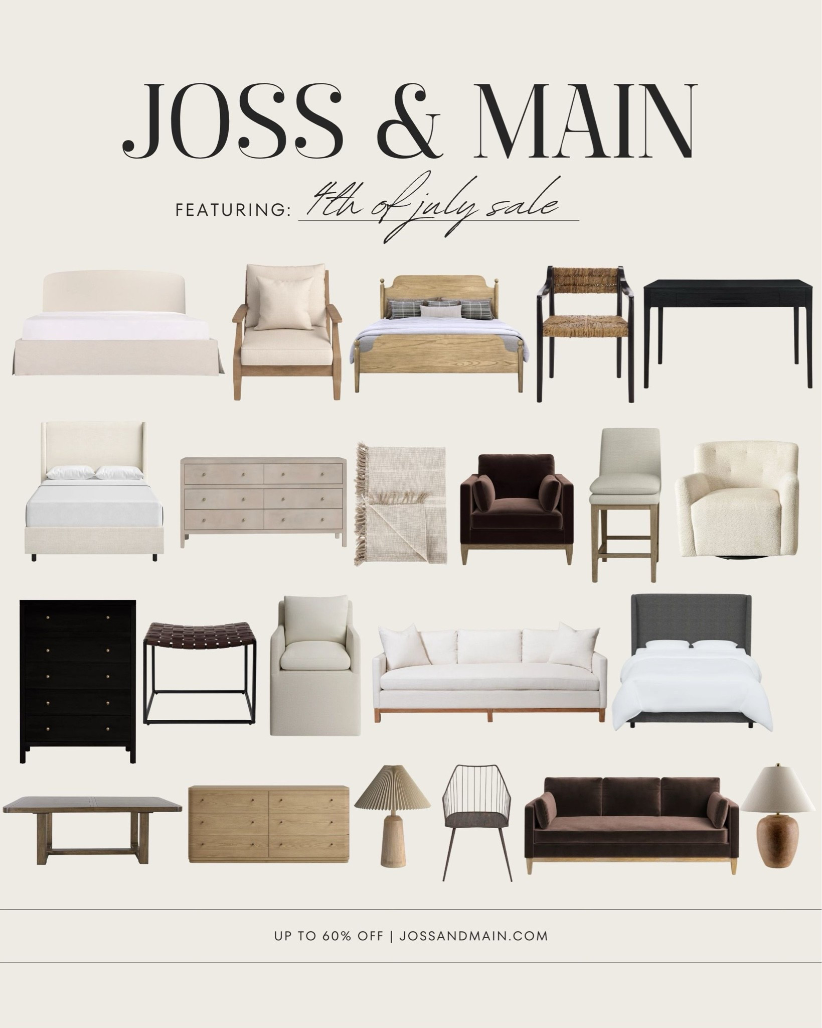 If you've been waiting to invest in timeless furniture and decor, now's a great time. 🤍 The Joss & Main 4th of July Sale is here with up to 60% off, plus free shipping on many items. I'm linking some of my favorite pieces that we've used and loved throughout our home—everything from furniture to lighting, bedding, and decor #jossandmainpartner #jossandmaincommunity @jossandmain