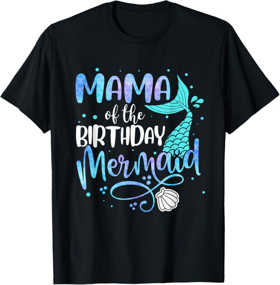 Mama of The Birthday Mermaid Family Matching Mom Daughter T-Shirt | Amazon (US)