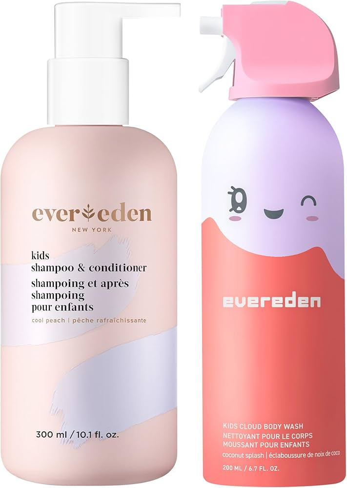 Evereden Kids Shower Essentials Set: 2-in-1 Kids Shampoo and Conditioner + Cloud Body Wash - Gent... | Amazon (US)