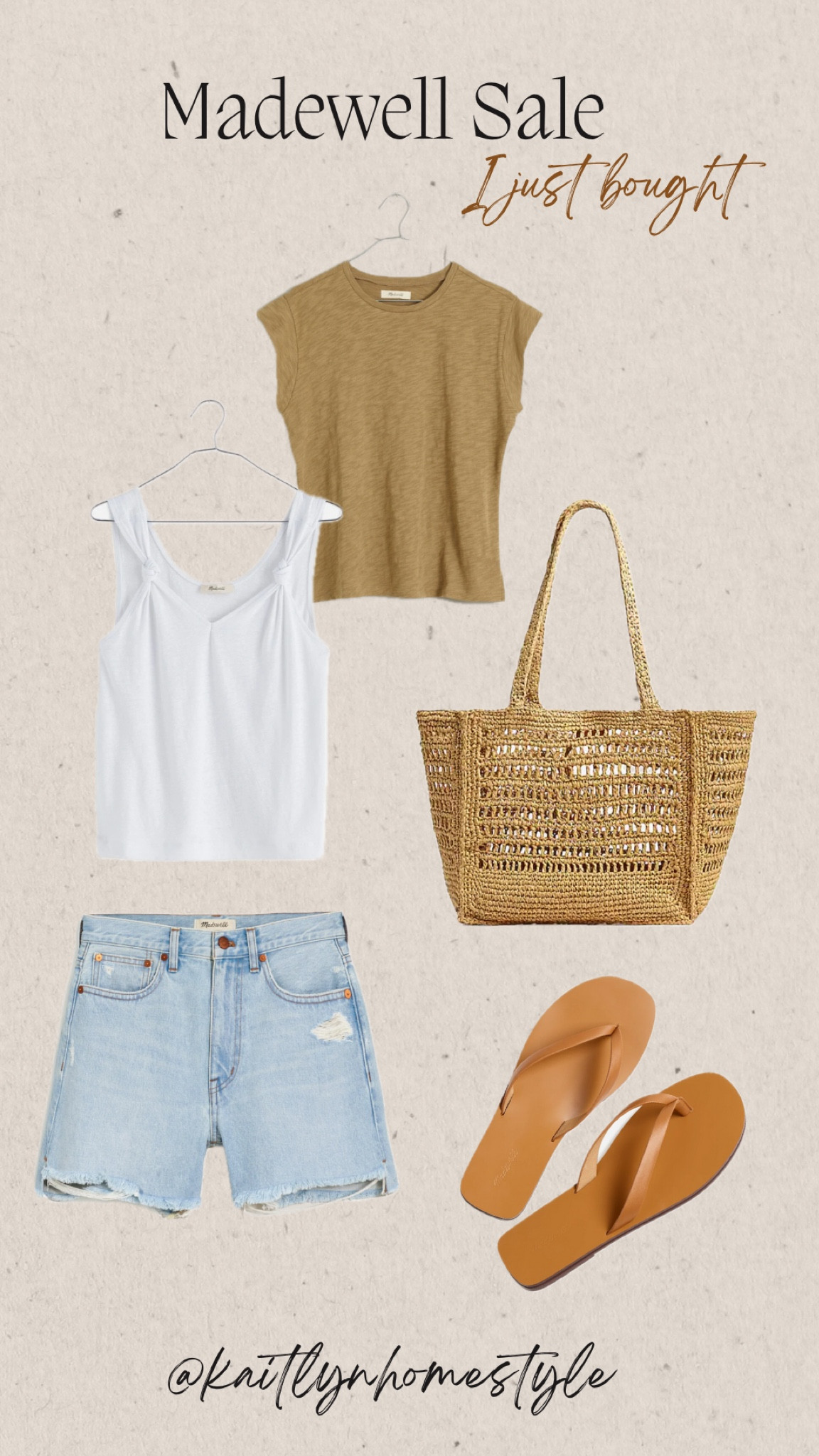 Madewell sale. Denim shorts, t shirt, bag, sandals. Beach style, summer outfit  

#LTKStyleTip #LTKFindsUnder100 #LTKSummerSales