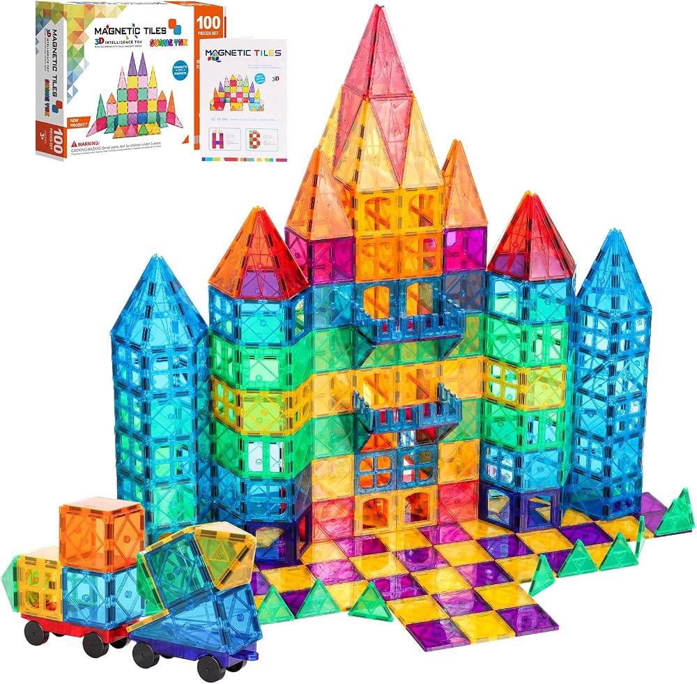 Magnetic Tiles, 100PCS Magnetic Building Blocks for Kids, Magnet 3D Montessori Kids Toy Set, Buil... | Amazon (US)