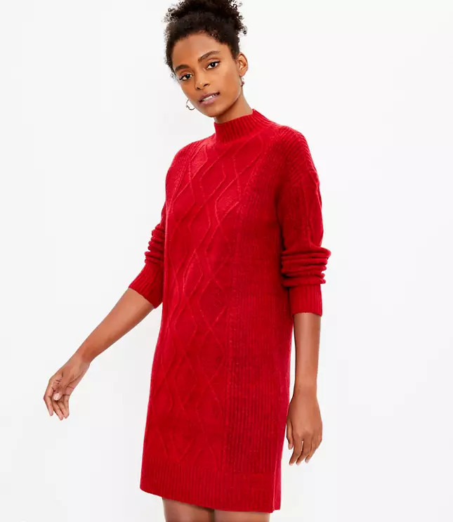 Cable Turtleneck Sweater Dress | LOFT