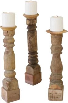 Assorted Reclaimed 3 Piece Wood Candlestick Set | Wayfair North America