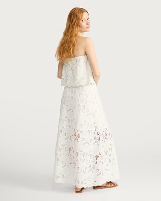 F&F Pure Cotton Embroidered Lace Maxi Skirt in White | Tesco F&F