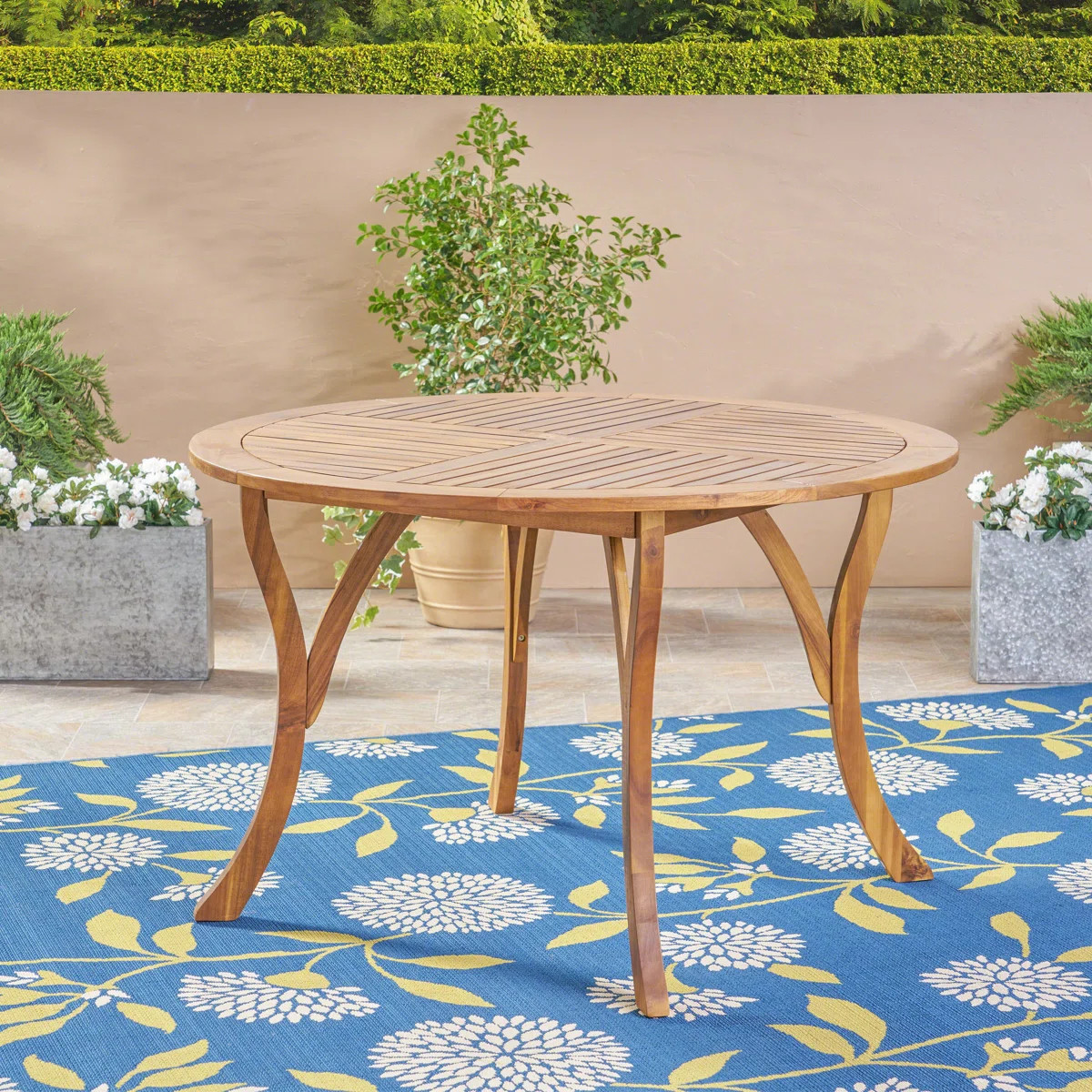 Balhi Round Acacia Outdoor Dining Table , 47.25'' in. W 47.25'' in. D | Wayfair North America