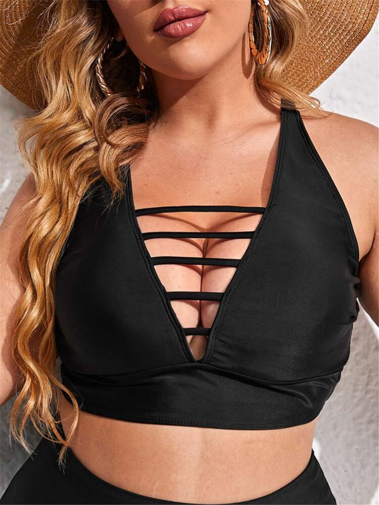 Plus Ladder Cut-out Bikini Top | SHEIN