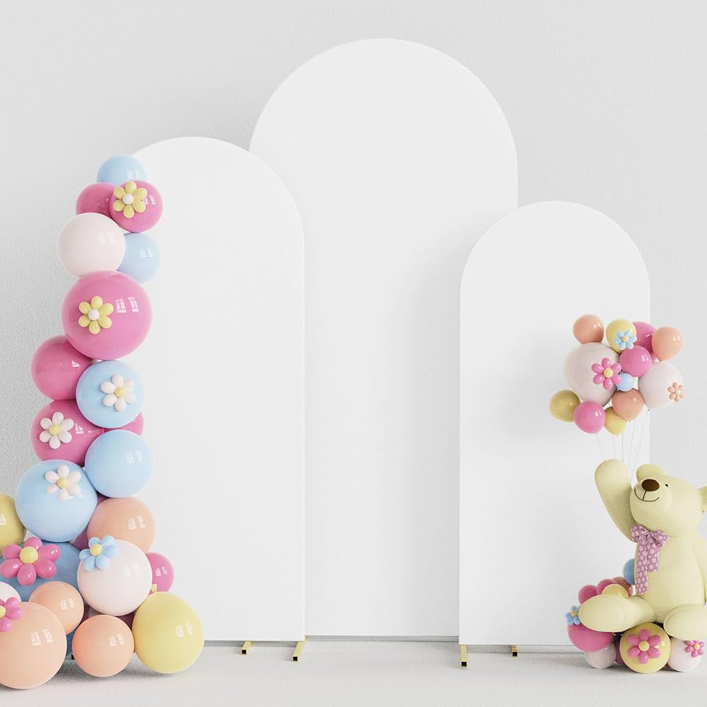 Putros Wedding Arch Cover 4FT, 5FT, 6FT White Spandex Fitted Arch Cover Set of 3 for Round Top Ch... | Amazon (US)