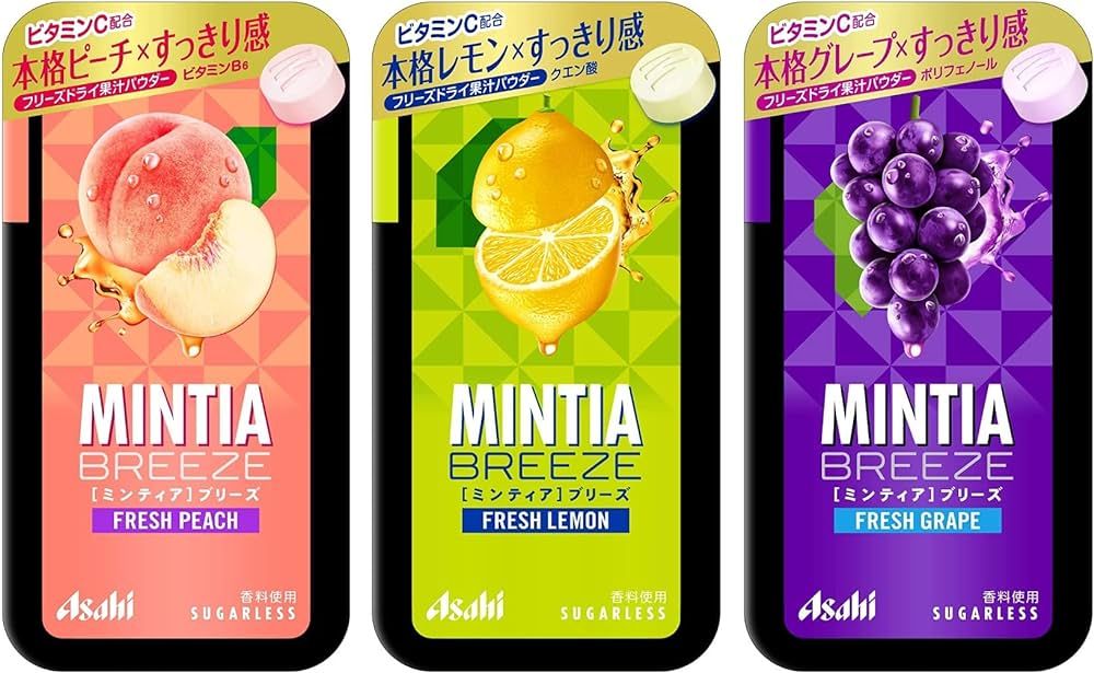 "Mintia Breeze" Assortment 0.8oz 3Types Japanese Mint Tablet Asahi Group Foods Ninjapo | Amazon (US)